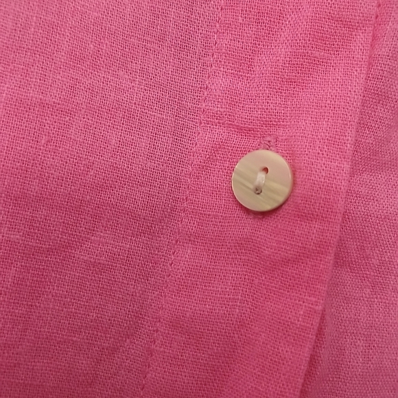 Hot Pink Cotton Linen Blend Long Sleeve Button Down Top Flamingo H&M Size Medium - Picture 4 of 7